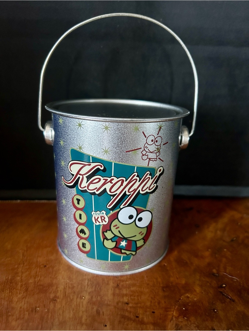 Sanrio VINTAGE 1996 KEROPPI Silver Tin Mini Pail Get Your Kicks Arizona